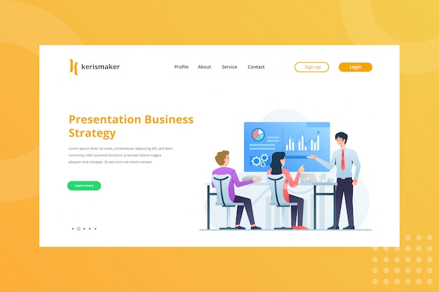 Иллюстрация бизнес-стратегии презентации для концепции управления бизнесом на целевой странице