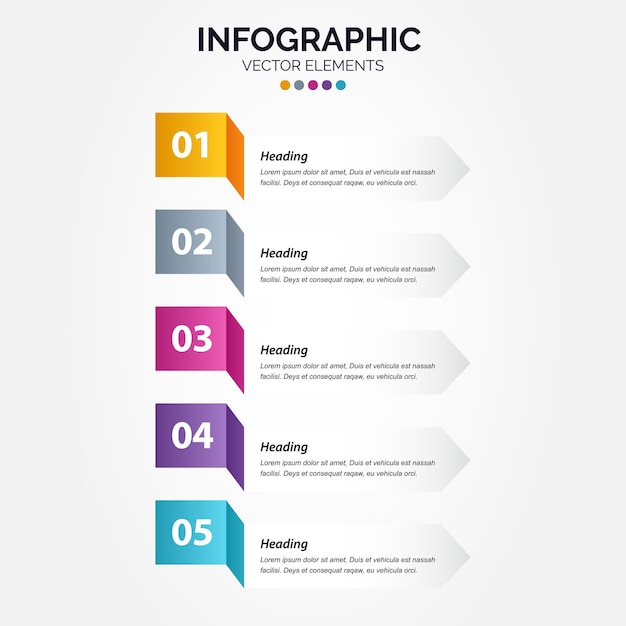 Presentation business Vertical Infographic template with 5 options