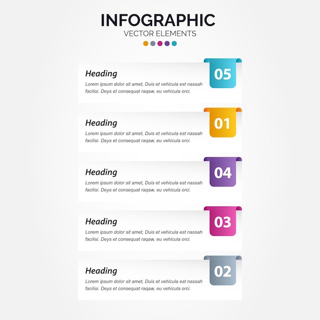 5 つのオプションを持つプレゼンテーション ビジネス垂直インフォ グラフィック テンプレート