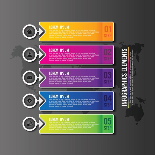 Presentation elements infographic colorful with 5 step