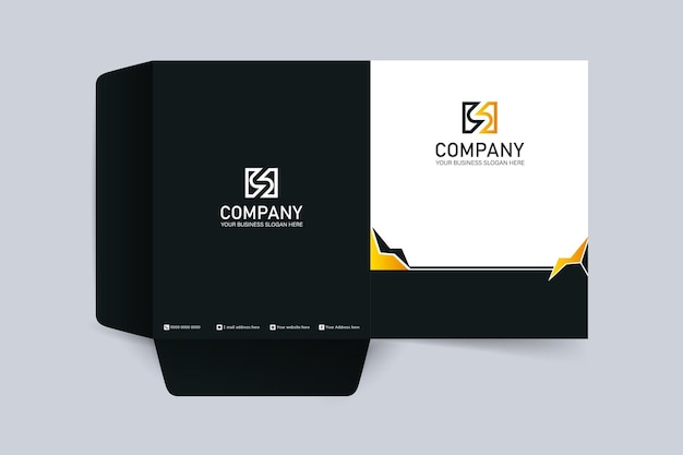 Presentation folder mockup with template design