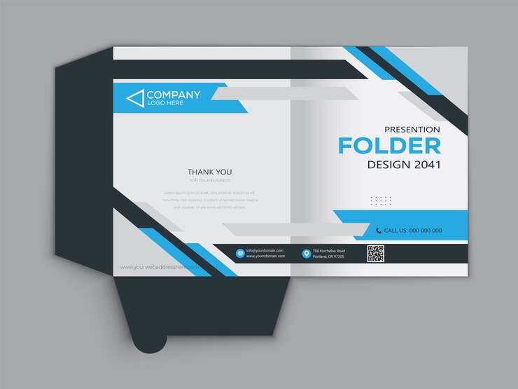 Vector presentation folder template for corporate office