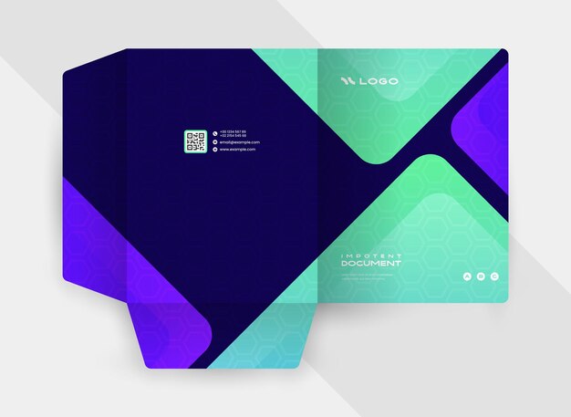 Vector presentation folder template design, pocket folder design with trendy color