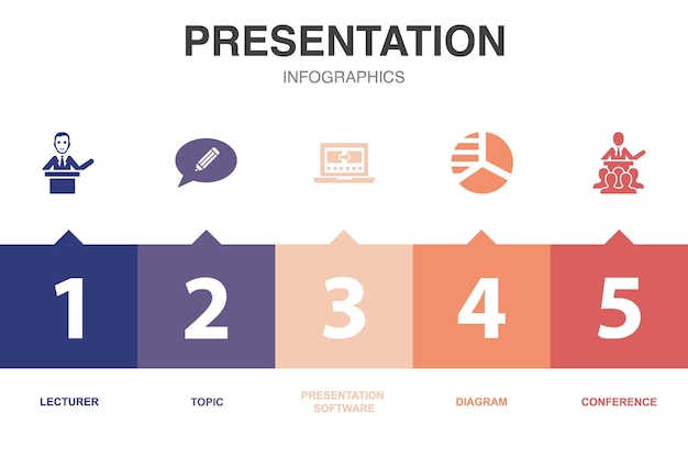 Vector presentation icons infographic design template creative concept with 5 steps