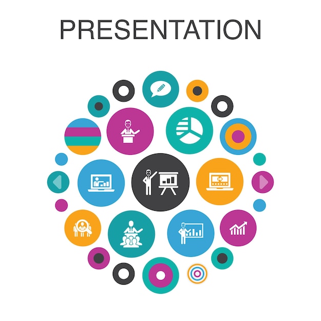 Presentation infographic circle concept. smart ui elements lecturer, topic, business presentation, diagram