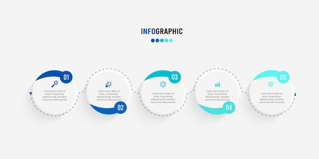 Presentation Infographic Template Business concept with 5 number options and marketing icons