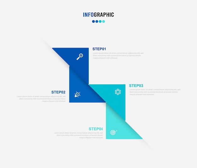 4개의 숫자 옵션 및 마케팅 아이콘이 있는 프레젠테이션 Infograpics 템플릿 비즈니스 개념