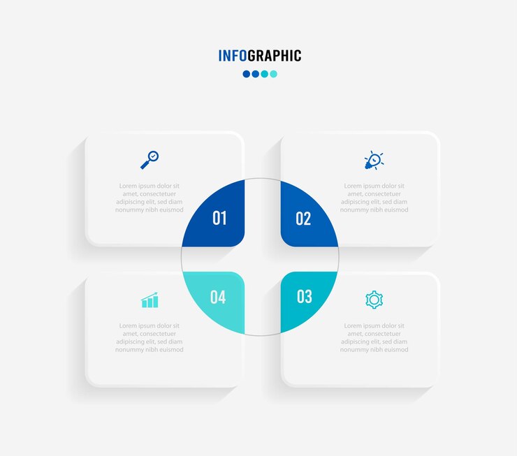 Vector presentation infograpics template business concept with 4 number options and marketing icons