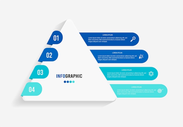 Modello di presentazione infografica concetto di business con 4 opzioni numeriche e icone di marketing