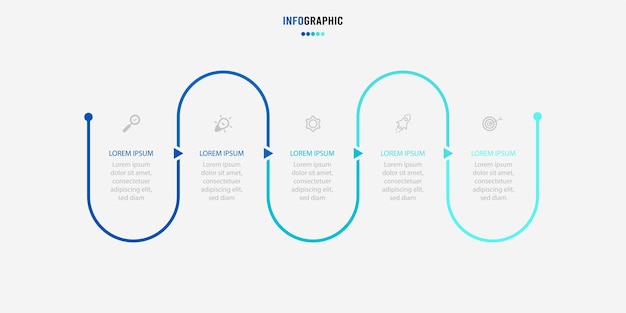 presentation infograpics template business concept with 5 number options and marketing icons