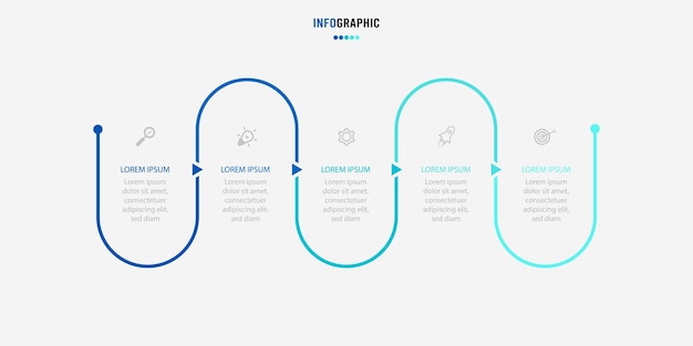 Presentation Infograpics template Business concept with 5 number options and marketing icons