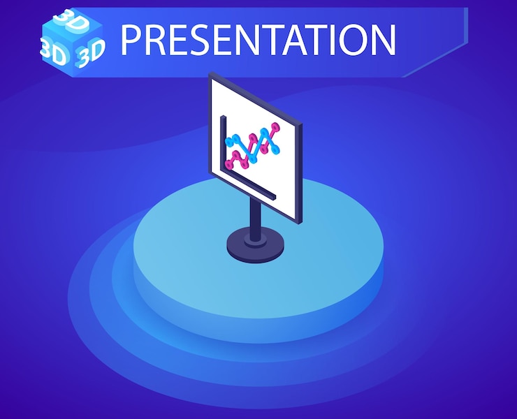 Vector presentation isometric design icon vector web illustration 3d colorful concept