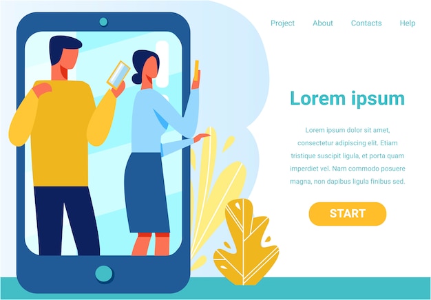 Presentazione landing page con mobile chat design