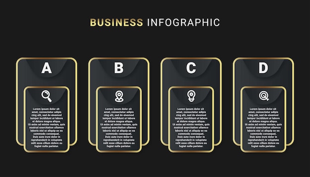 Presentation luxury business infographic template with 4 options vector illustration