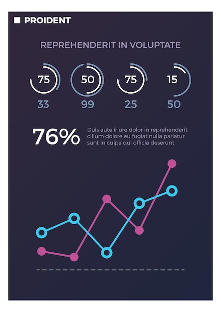 Шаблон слайда презентации вертикальный флаер с данными линейной диаграммы
