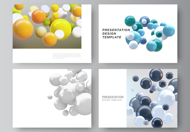 Presentation slides design business templates, multipurpose template  with multicolored 3d spheres, bubbles, balls.