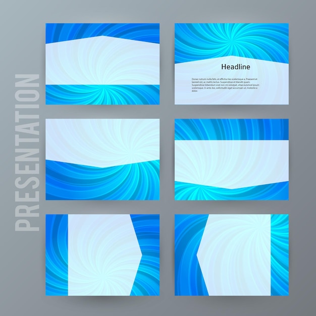Vector presentation template set for powerpoint background blue12