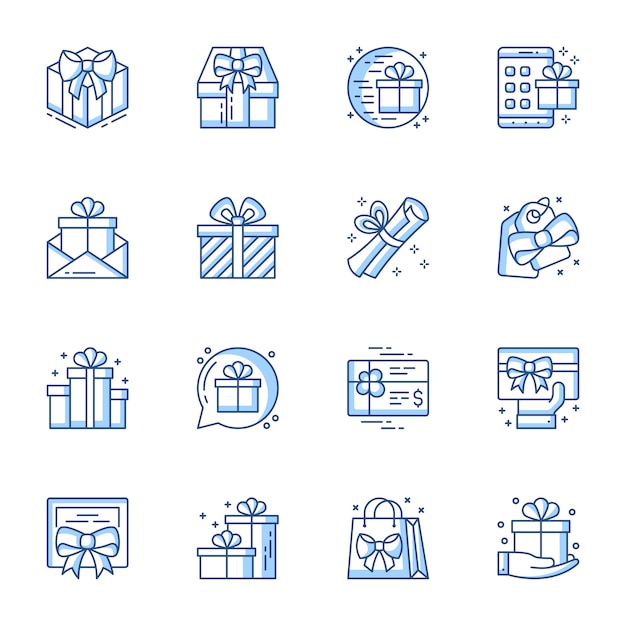 Presents linear vector icons set.