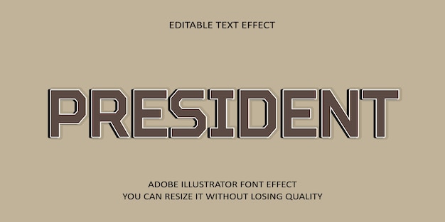 Vector president bewerkbare tekst lettertype-effect