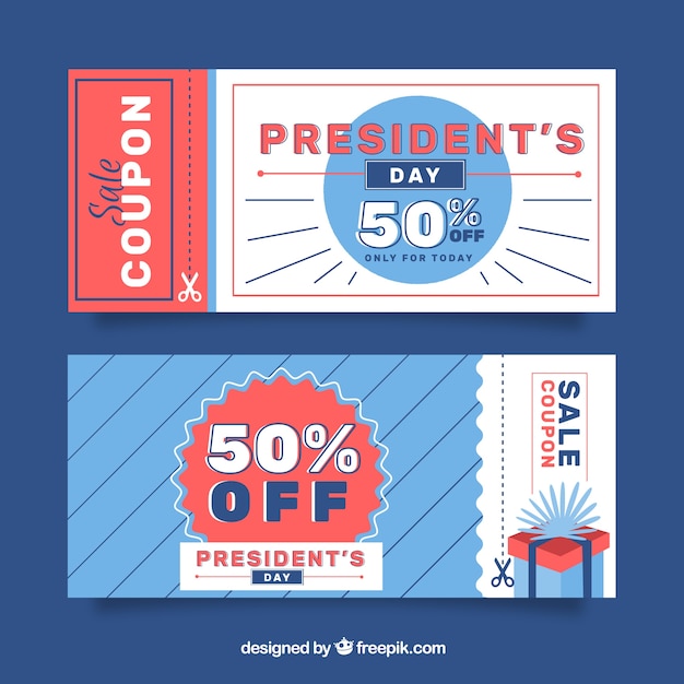 Vector president day discount coupon pack