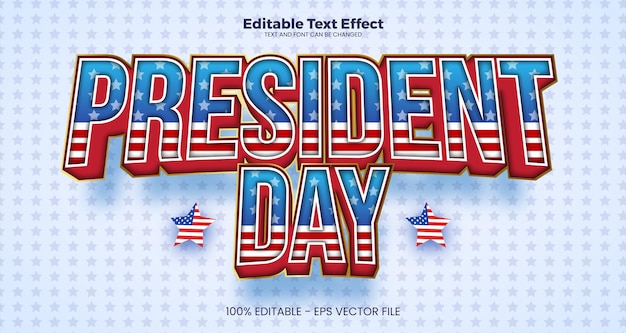 Vettore president day effetto di testo modificabile in stile di tendenza moderno