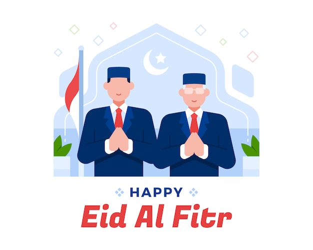 Il presidente e il vicepresidente dell'indonesia desiderano felice eid al fitr background illustration