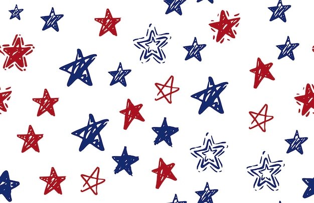 Presidenten dag Independence Day USA Hand getekende illustratie Sterren grunge