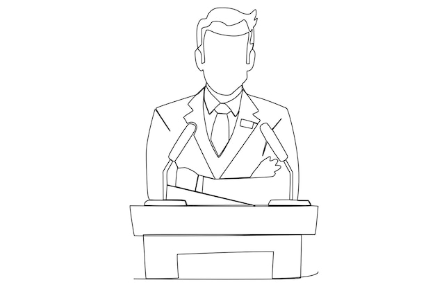 A presidential candidate campaigning for presidential election one line art