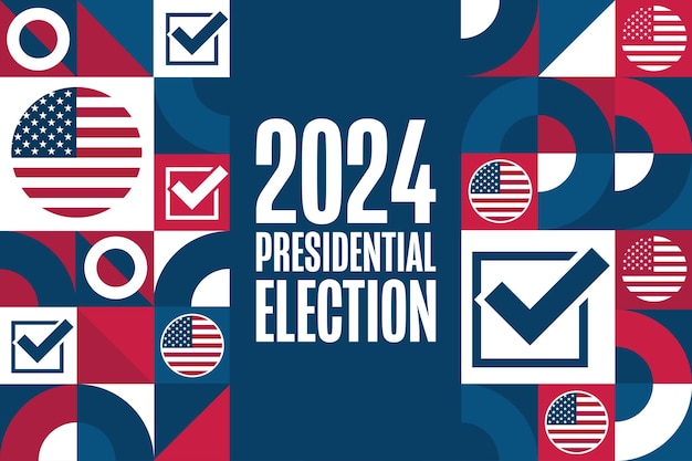 Президентские выборы 2024 года Шаблон для фонового баннерного плаката с текстовой надписью Векторная иллюстрация EPS10