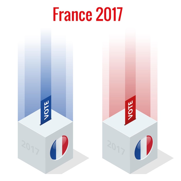 Presidential Election in France 2017, ballot box in front.