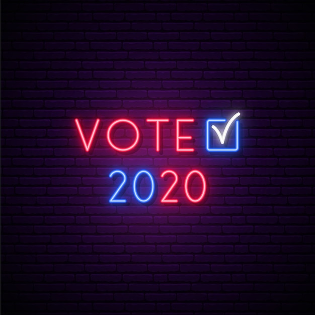 Presidential election vote neon sign