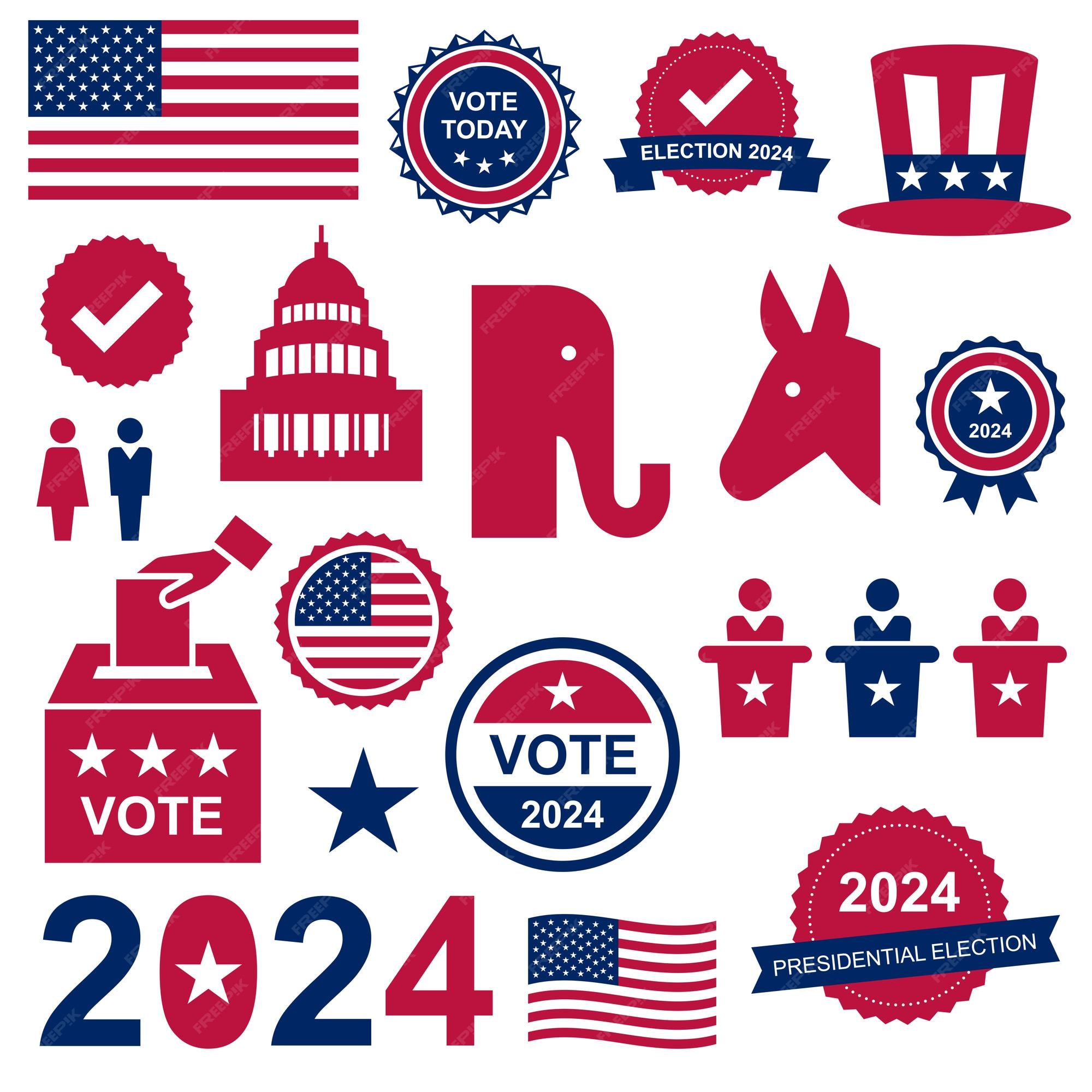 Premium Vector Presidential elections 2024 usa elections elements set