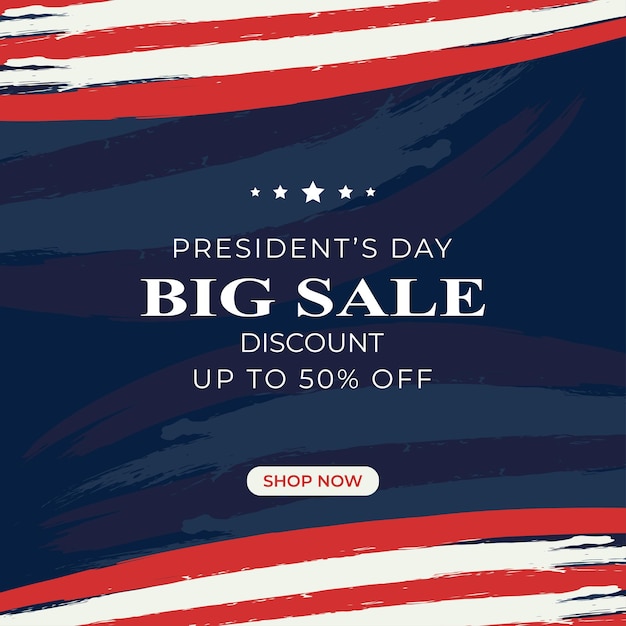 Presidents Day Sale Banner Grote uitverkoop Korting tot 50 procent korting