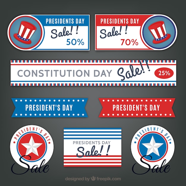 Vector presidents day sale banners collection