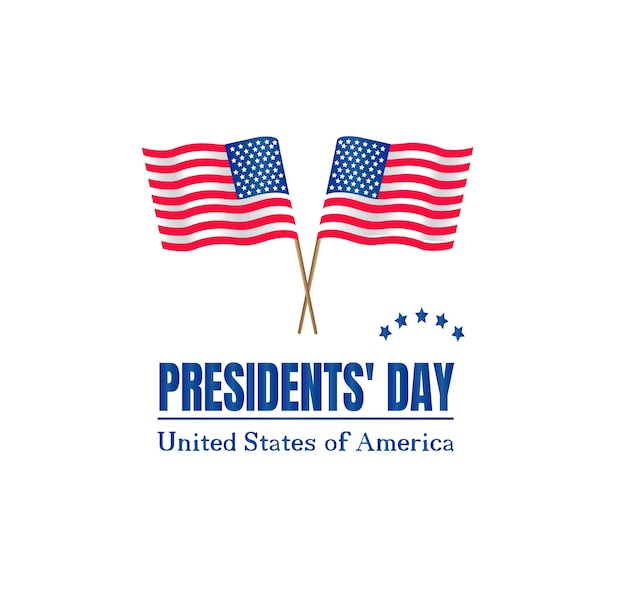 Giorno dei presidenti sulla bandiera degli stati uniti con l'illustrazione vettoriale del poster del giorno dei presidenti americani felici