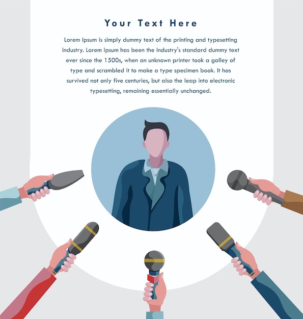 press answering businessman layout design