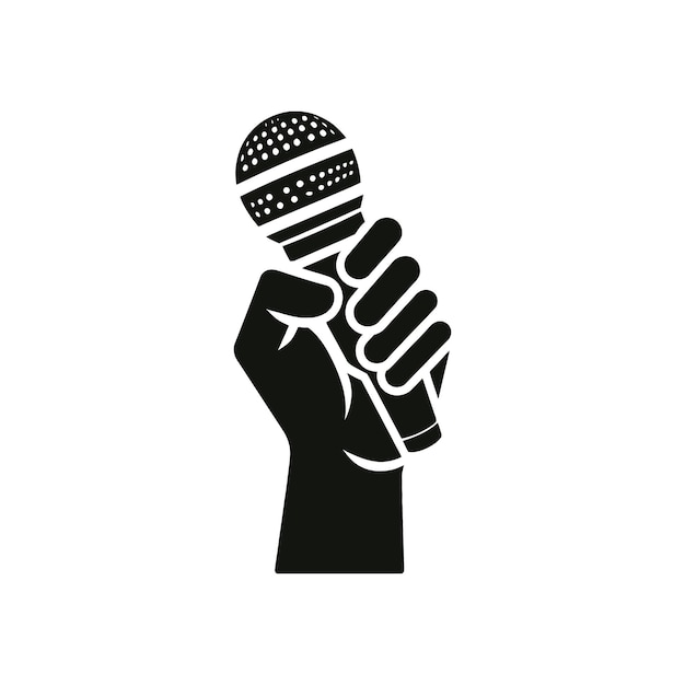 Press freedom concept of a hand holding a microphone