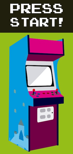 Vector press start to play arcade