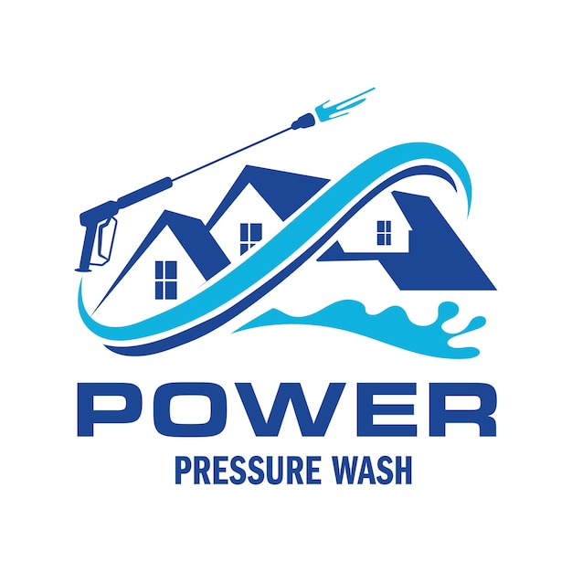 Pressure power wash spray logo design Professional Power Washing Illustration vector graphic template