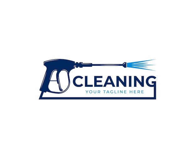 Vector pressure washing gun logo template cleaning vector design tools illustration