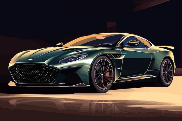 Vettore prestigiosa auto aston martin dbs superleggera auto sportiva illustrazione vettoriale automobile auto da corsa auto sportiva moderna velocità di corsa del veicolo di lusso