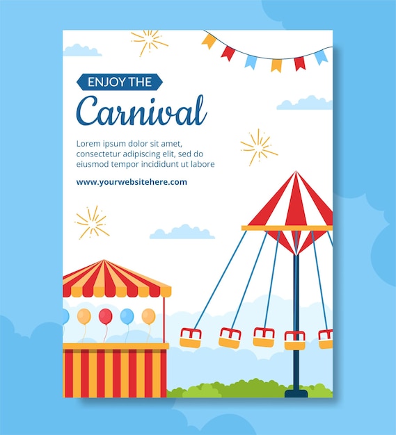 Pretpark carnaval Poster sjabloon Hand getekende Cartoon vlakke afbeelding