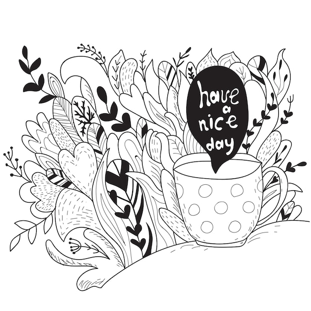 Prettige dag. herfst doodle - kleurboek -template