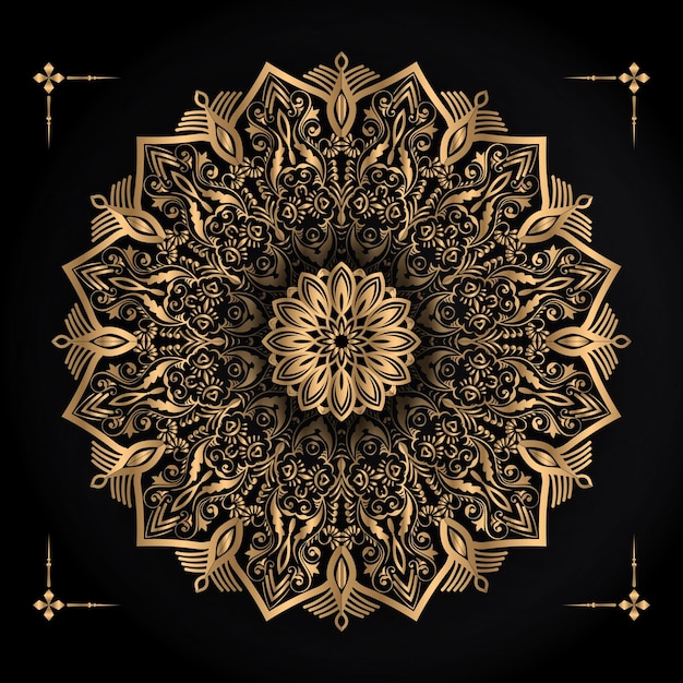 Prettige kerstdagen en gelukkig Nieuwjaar achtergrond met decoratieve mandala ontwerp premium vector