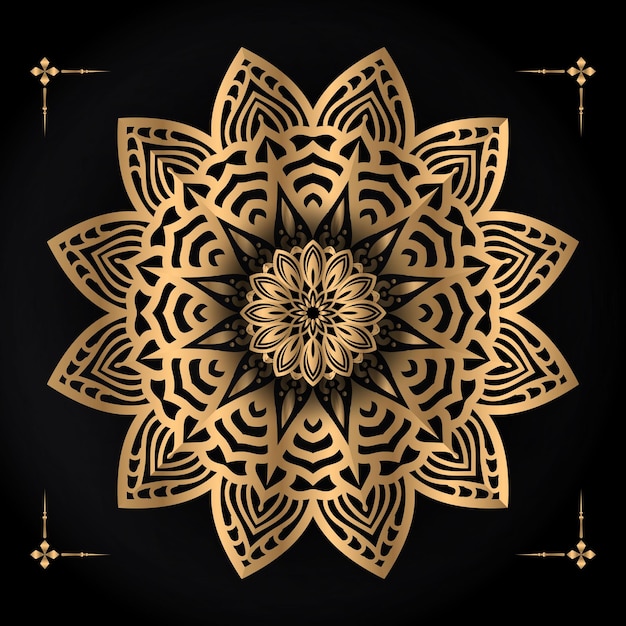 Prettige kerstdagen en gelukkig Nieuwjaar achtergrond met decoratieve mandala ontwerp premium vector