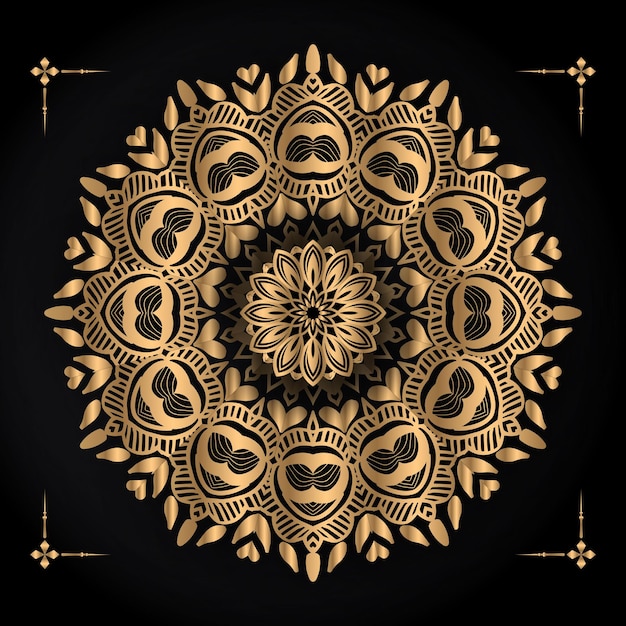 Prettige kerstdagen en gelukkig Nieuwjaar achtergrond met decoratieve mandala ontwerp premium vector