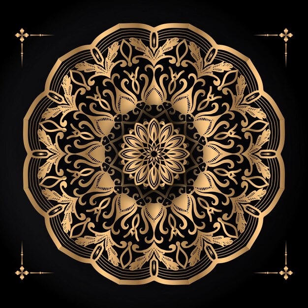 Prettige kerstdagen en gelukkig Nieuwjaar achtergrond met decoratieve mandala ontwerp premium vector