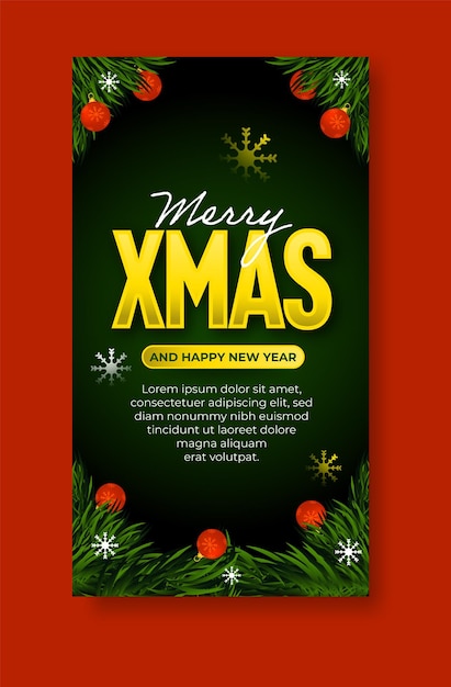 Prettige Kerstdagen en Gelukkig Nieuwjaar begroeting social media verhalen ontwerpsjabloon