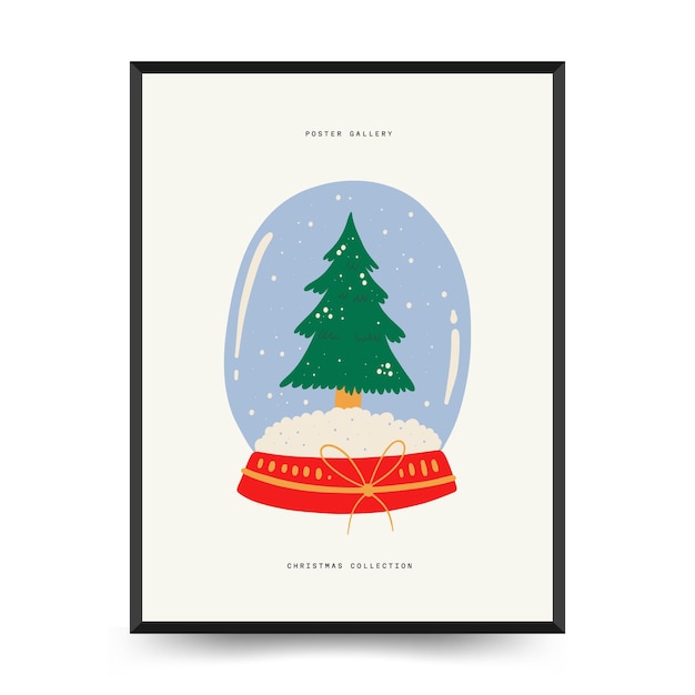 Prettige kerstdagen en gelukkig nieuwjaar flyer- of postersjabloon Moderne trendy Matisse minimalistische stijl