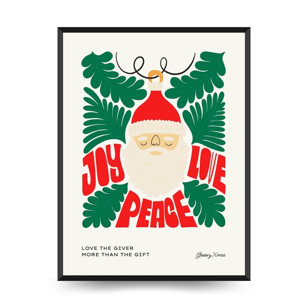 Prettige kerstdagen en gelukkig nieuwjaar flyer- of postersjabloon Moderne trendy Matisse minimalistische stijl